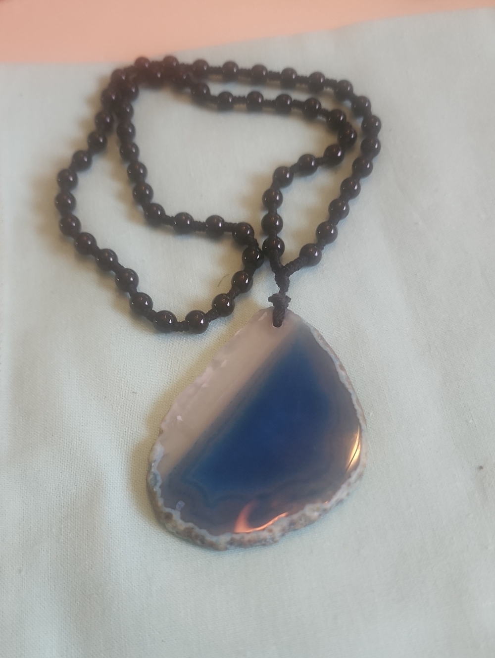 Slicwd Blue Agate Crystal Teardrop Pendant Necklace - Women Jewelry